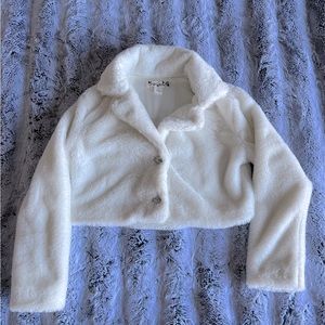 Little Girls White Faux Fur Dressy Jacket Size 7 by Knit Works